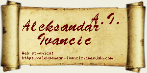 Aleksandar Ivančić vizit kartica
